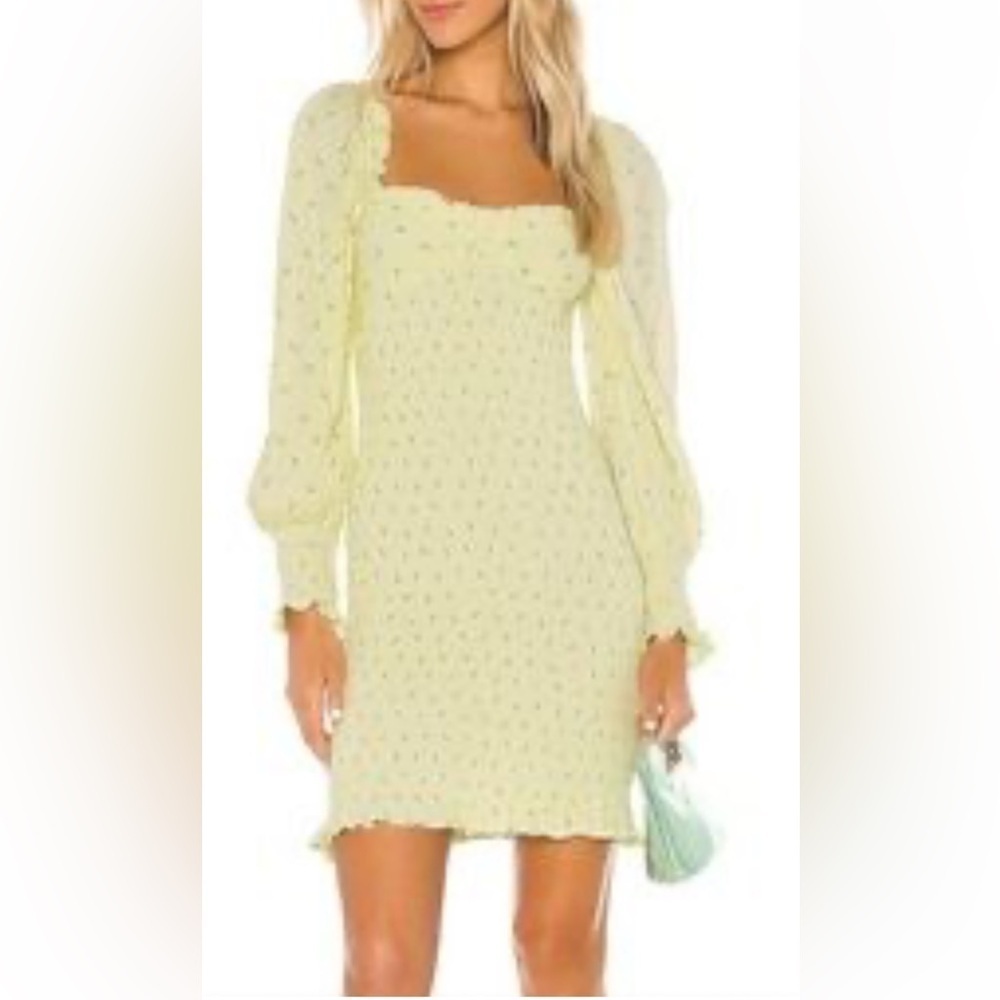 Faithfull the Brand Yellow Long Sleeve Sundress. D49